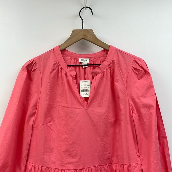NWT J. Crew Poplin Tiered Ruffle Mini Dress Preppy Coal Pink XS - Picture 3 of 9